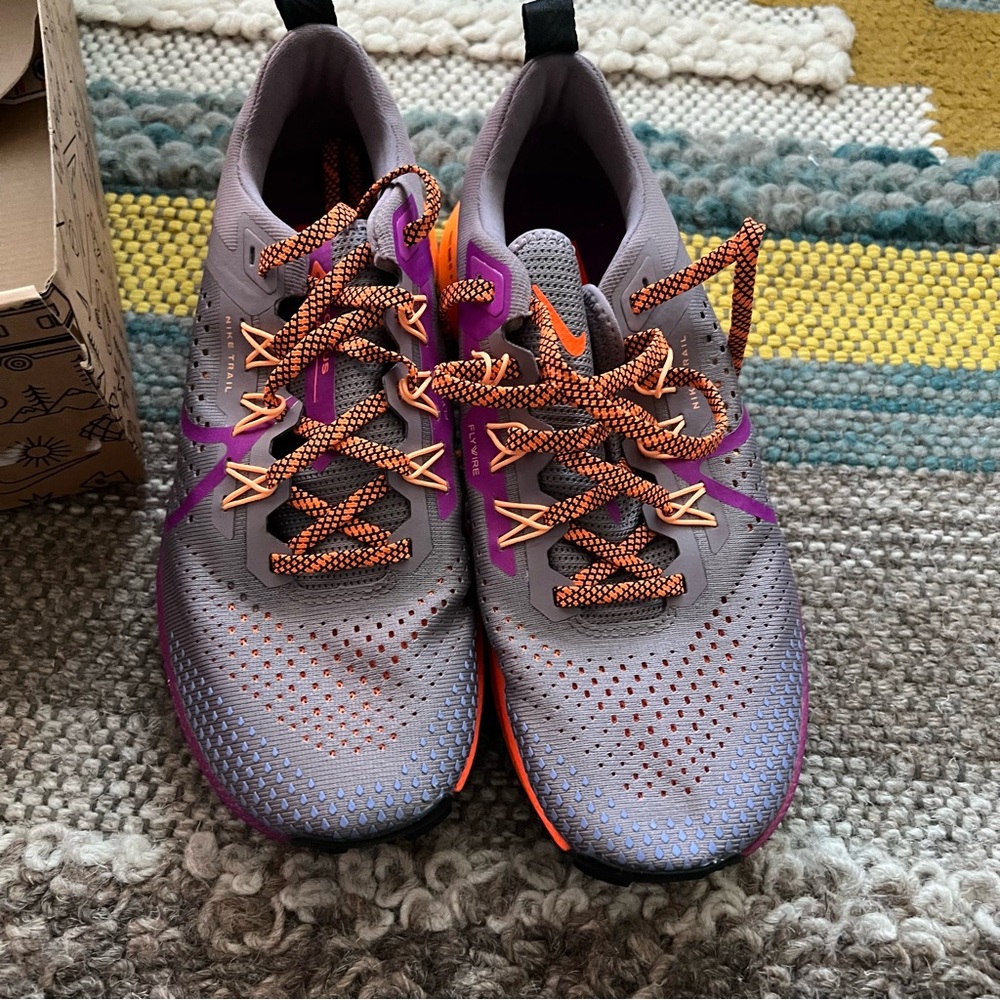 Nike Women's React Pegasus Trail Running Shoes - Gray and Purple Size 8.5